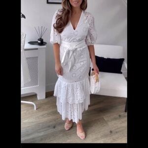 Zara White Eyelet Maxi Dress